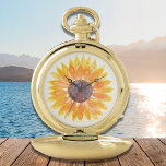 Reloj De Bolsillo Girasol<br><div class="desc">Este reloj de bolsillo floral está decorado con un girasol color agua amarillo. Acuarela original © Michele Davies.</div>