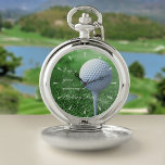 Reloj De Bolsillo Golf Elegante Jubilación de Golfista Keepsake Mens<br><div class="desc">Puedes agregar un mensaje corto a este reloj de bolsillo de retiro de papá de golf - o salir como está. ¡Ideal para todos los papás golfistas que se retiren al campo de golf!</div>