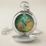 Reloj De Bolsillo Gustav Klimt Flower Garden<br><div class="desc">Pocket Watch con la pintura al óleo de Gustav Klimt en el Flower Garden (1906). Un bonito jardín de flores moradas,  rojas,  blancas,  azules y naranjas. Un gran regalo para los amantes del arte Art Nouveau y austriaco.</div>