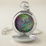 Reloj De Bolsillo Gustav Klimt Italian Garden<br><div class="desc">Pocket Watch con la pintura al óleo de Gustav Klimt del paisaje del jardín italiano (1913). Un bonito jardín de flores de colores: rojo,  blanco,  rosa,  morado. Un gran regalo para los amantes del arte Art Nouveau y austriaco.</div>