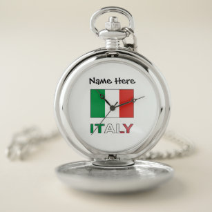 Reloj De Bolsillo Italia y la bandera italiana personalizada