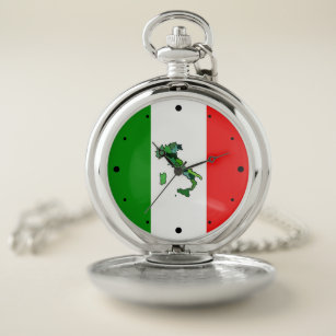Reloj De Bolsillo Mapa de Italia y de la bandera italiana
