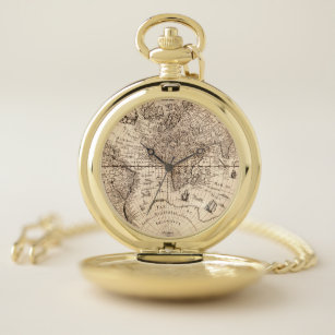 Reloj De Bolsillo Mapa del Mundo Viejo