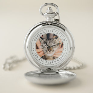 Reloj De Bolsillo Mejor foto clásica de papá y gato del mundo
