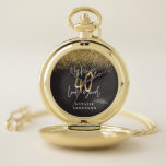 Reloj De Bolsillo moda dorada y negra Personalizado de 40 años<br><div class="desc">Moda elegante tipografía de 40 cumpleaños negro y efecto oro diseño de cumpleaños. Regalo de cumpleaños ideal o decoración fiesta.</div>