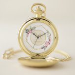 Reloj De Bolsillo Monograma geométrico moderno floral de color de ag<br><div class="desc">Bonito acuarela floral y geométrica floral.</div>