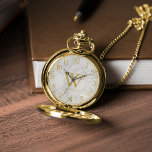 Reloj De Bolsillo Monograma impreso de mármol y oro<br><div class="desc">Diseño impreso de Mármol Negro y Monograma de Oro perfecto como regalo de boda o aniversario,  graduaciones,  día del padre,  Navidades,  etc</div>