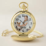 Reloj De Bolsillo Nombre de foto personalizado elegante<br><div class="desc">Personaliza con el nombre y la foto de un ser querido para crear un regalo único. Diseñado por Thisisnotme©</div>