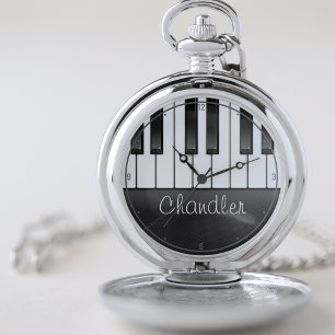 Reloj De Bolsillo NOMBRE Personalizado Pianista Claves De Piano Maes