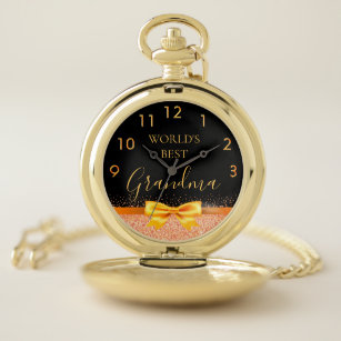 Reloj De Bolsillo Oro rosa negro de la mejor abuela del mundo
