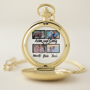Reloj De Bolsillo Personalizado Fecha Boda Aniversario 4 Collage de 