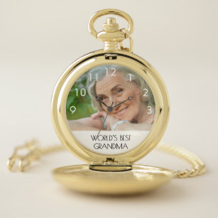 Reloj De Bolsillo Personalizado foto de la mejor abuela del mundo