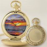 Reloj De Bolsillo Puerto Sunset 1739<br><div class="desc">Pintura de la colección "Puerto Sunset 1739" Personalice en la página del producto o haga clic en el botón "Personalizar" para más opciones de diseño Caja externa - Oro o Plata. Diseño creado a partir de mi pintura "Puerto Sunset 1739" que capta una hermosa puesta de sol en Puerto Vallarta,...</div>