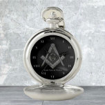 Reloj De Bolsillo Regalos masones personalizados Plata de brújula cu<br><div class="desc">Así que más bien,  Freemason,  square y compass,  charity,  plata y negro reloj de bolsillo de símbolos masónicos.</div>