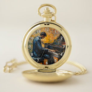 Reloj De Bolsillo Reproductor de piano - Pintura de aceite