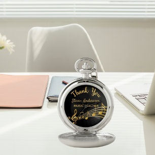 Reloj De Bolsillo Retirement gold music notes profesor de música neg