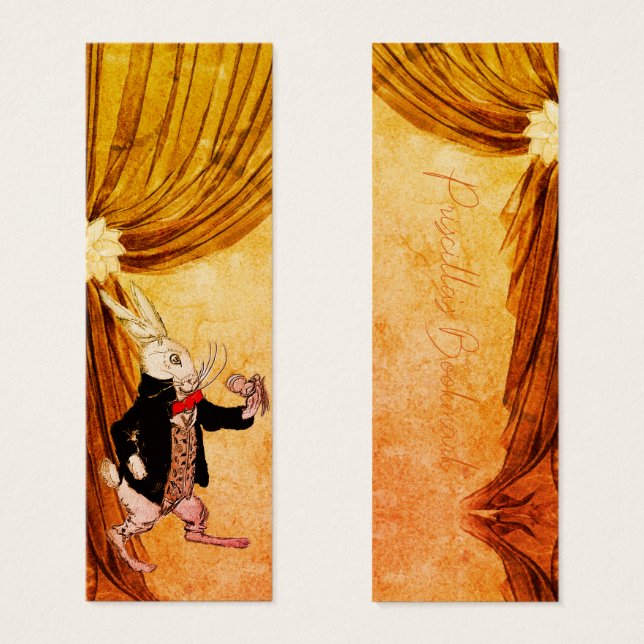 Reloj de bolsillo rojo de conejo blanco | Marcador (Anverso y reverso)