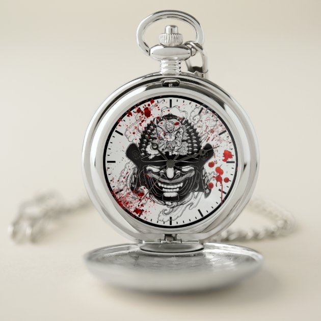 Reloj De Bolsillo Tatuaje de casco con m scara de demonio samurai