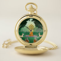 Triple Gemas: Buda, Dharma, Sangha Pocket Watch