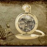 Reloj De Bolsillo Vintage Wooden Grist Mill Sepia Tintado<br><div class="desc">¡Para coleccionistas de nostalgia y vintage! Un reloj de bolsillo clásico y elegante con números blancos que muestra la imagen sepia de un molino de parrilla vintage de madera que ahora es un hito histórico. Crédito: Cedar Creek Grist Mill - Woodland,  Washington. Seleccione de oro o plata acabado metalizado.</div>