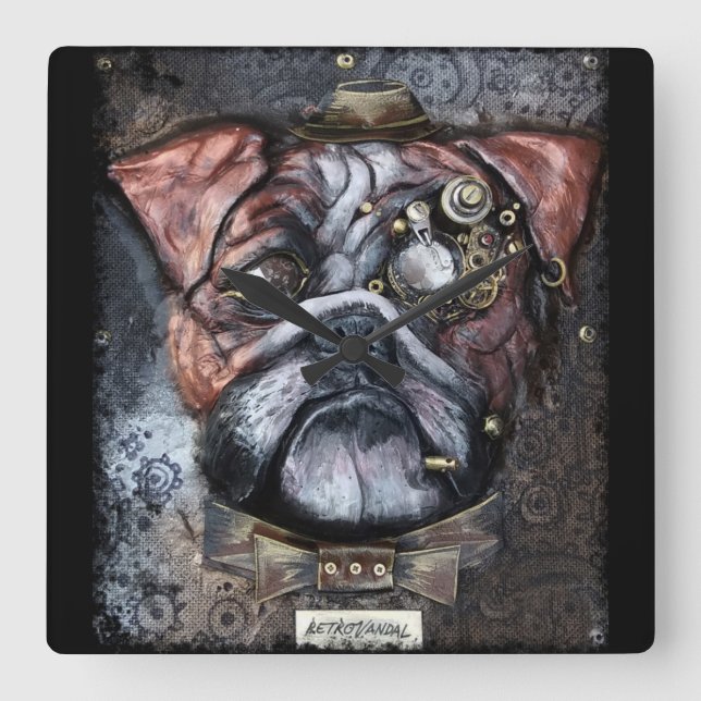 Reloj de Bulldog británico Steampunk (Anverso)