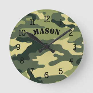 Reloj de camo con nombre, niño dormitorio vivero C