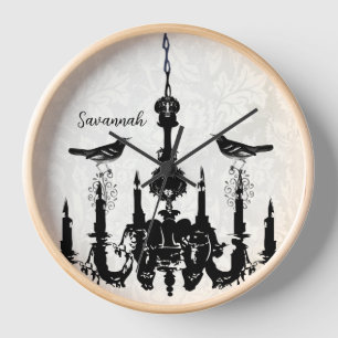 Reloj de candelabro amarillo con mostaza de pájaro