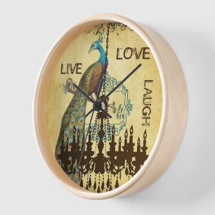 Reloj de candelabro de pavo real personalizado