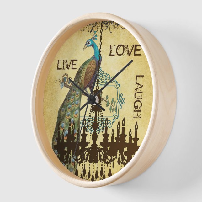 Reloj de candelabro de pavo real personalizado (Ángulo)