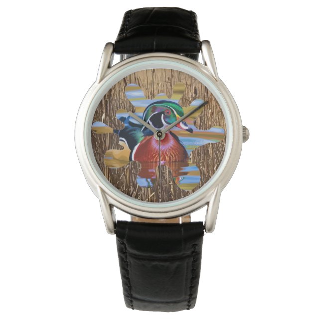 Reloj de caza de pato de madera con protector de l (Anverso)