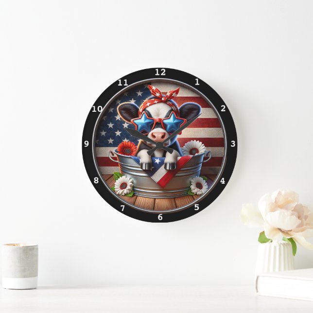 Reloj de celebración patriótica de vacas (Hogar)