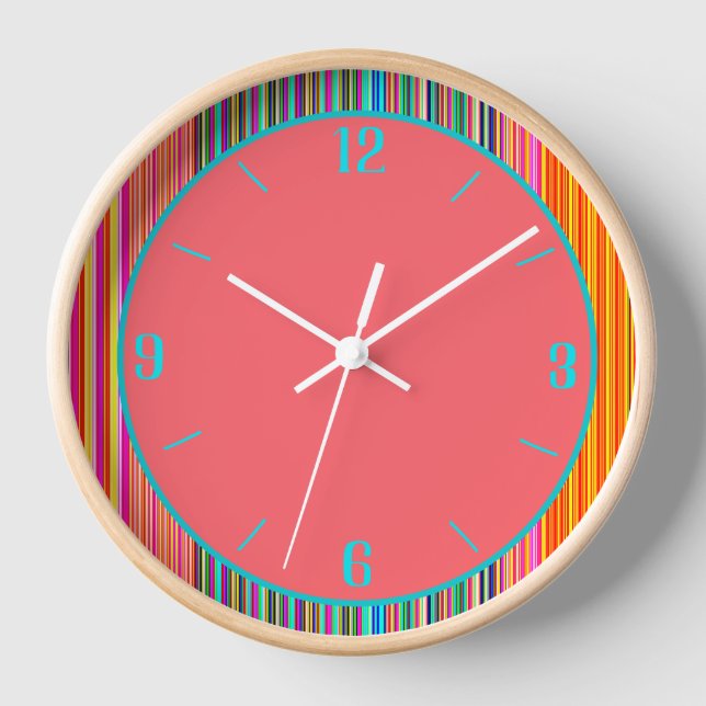 Reloj de centro rosado + borde rayado de vara de a (Anverso)
