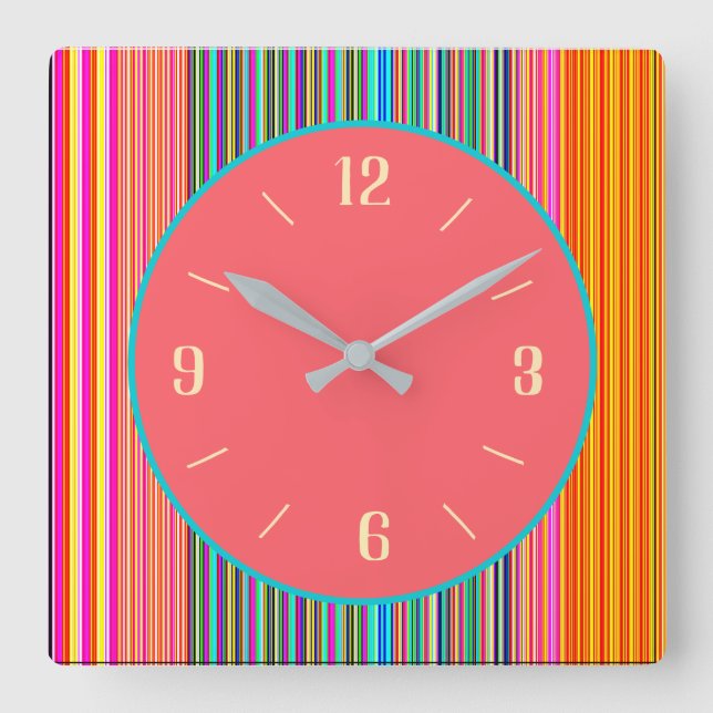 Reloj de centro rosado + borde rayado de vara de a (Anverso)