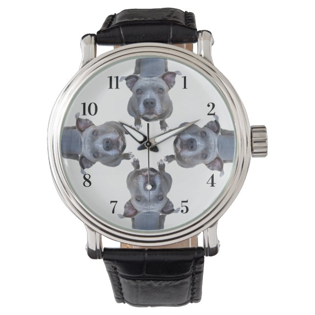 Reloj de cepa de cuero numerado de Pitbull (Anverso)