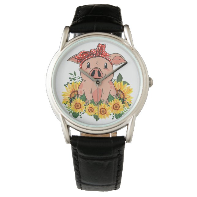 Reloj de cerdo Art Cute Cerdo Regalos Watch (Anverso)
