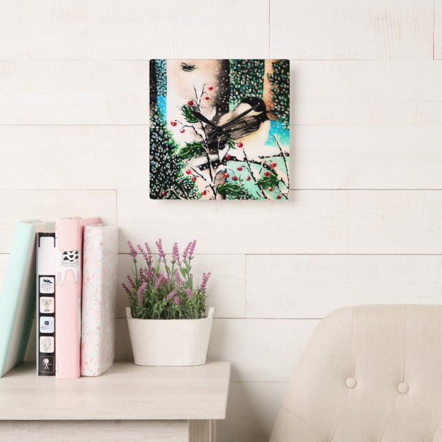 Reloj de chatter de los navidades Chickadee (Sala de lectura)