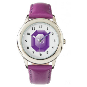 Reloj de chica Amethyst gemstone monogramado