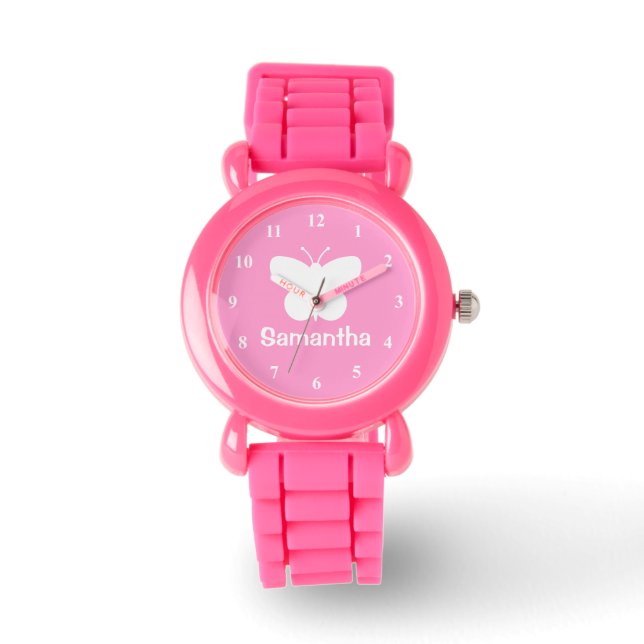 Reloj de chica personalizado | silueta de mariposa (Anverso)