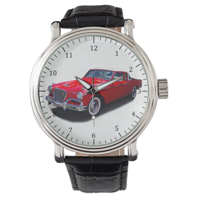 reloj de coche rojo clásico de 1956 (Anverso)