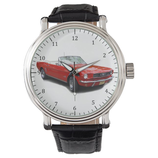 reloj de coche rojo convertible de 1966 (Anverso)