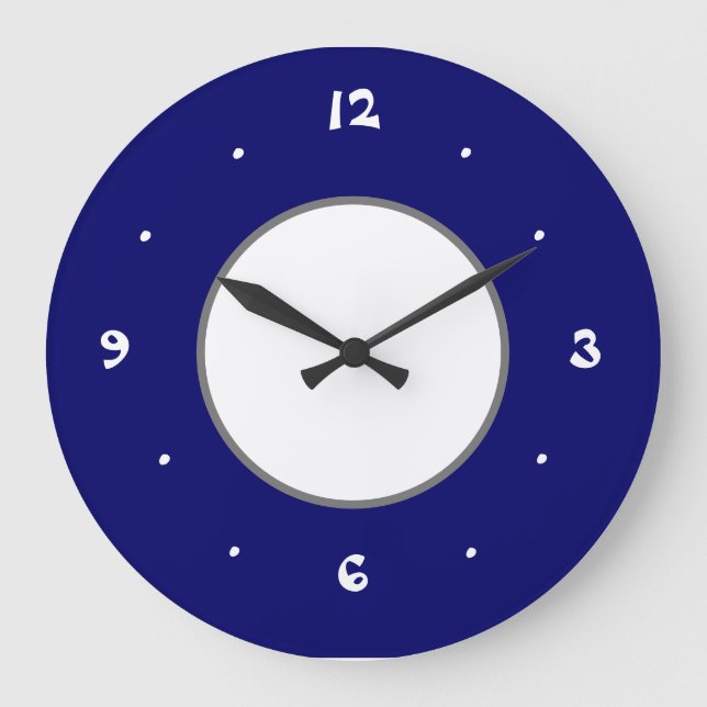 Reloj de cocina blanca y azul simplificado (Anverso)