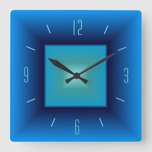 Reloj de cocina cuadrado azul bonito y acuático>