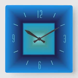 Reloj de cocina cuadrado azul bonito y acuático>