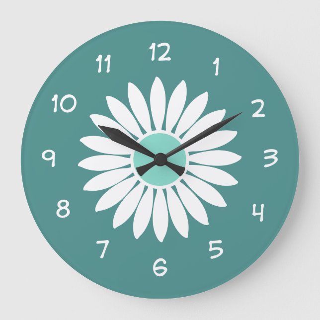 Reloj de cocina de flor verde azulado (Anverso)