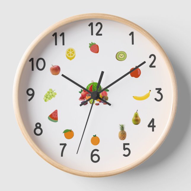 “Reloj de cocina de frutas pastel - Reloj de pared (Anverso)