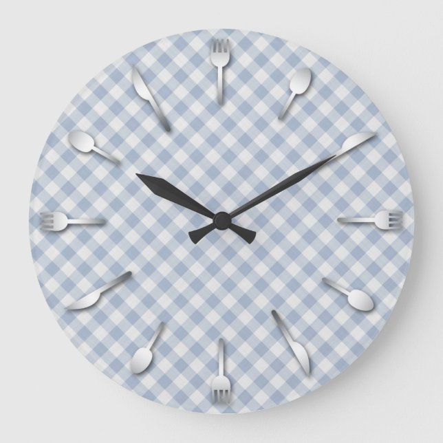 Reloj de cocina de Gingham azul - País Occidental (Anverso)