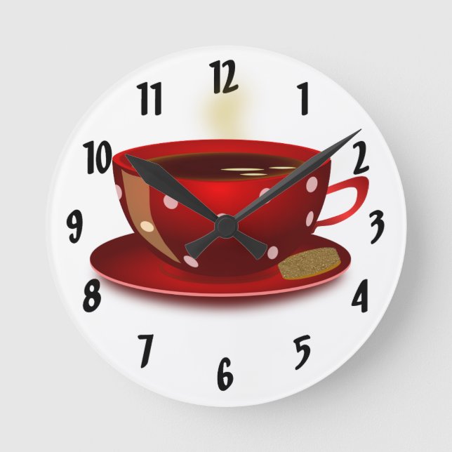 Reloj de cocina de la Copa del Café Rojo (Anverso)
