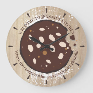 Reloj de cocina de panadería con galletas de choco