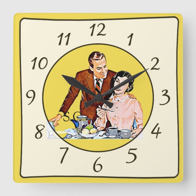 Reloj de cocina de pareja nostálgico retro (Anverso)