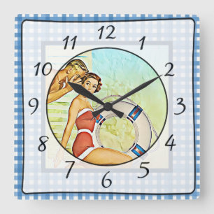 Reloj de cocina de pareja nostálgico retro